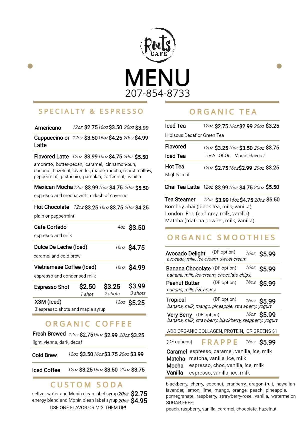 Menu page